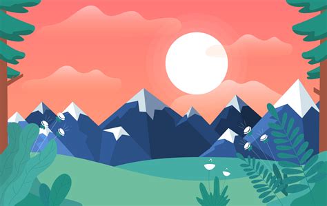 Vector Cartoon Landscape Illustration 224408 Vector Art at Vecteezy