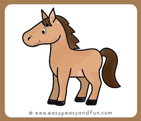 How To Draw An Easy Cartoon Horse - Flatdisk24