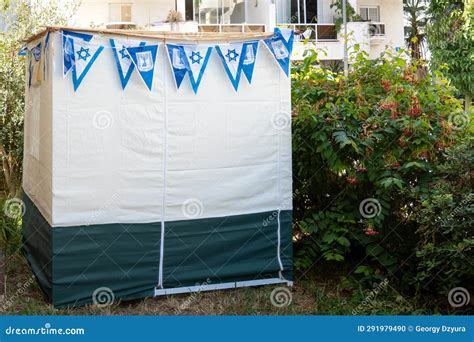 Sukkah in a Yard of a Residential Building in Israeli Town during ...