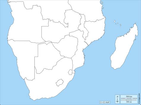 Southern Africa free map, free blank map, free outline map, free base ...