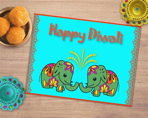 Printable Happy Diwali Card Diwali Greeting Card Cute Diwali - Etsy ...