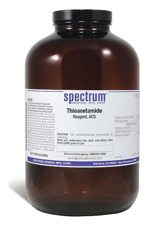 62-55-5, F.W. 75.13, Thioacetamide, Reagent, ACS - 39H070|T1035-1KG11 ...