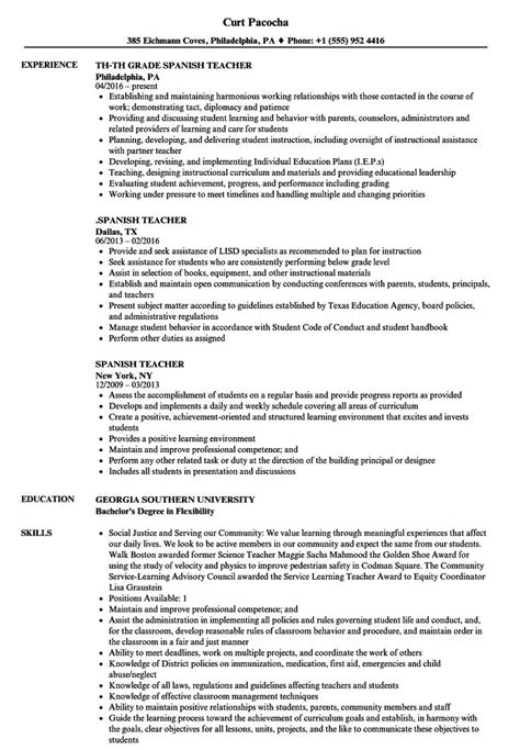 Resume Examples In Spanish | Resume examples, Manager resume, Teacher ...