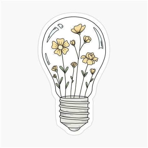 "Light Bulb with Yellow Flowers" Sticker for Sale by Jamie Maher ...