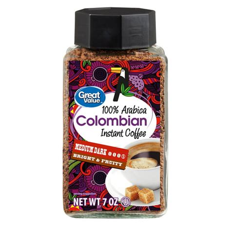 Great Value 100% Arabica Colombian Medium-Dark Roast Instant Coffee, 7 ...