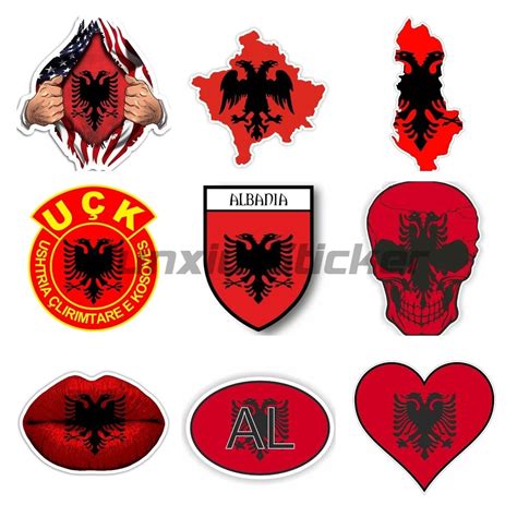 Albanian Coat of Arms Sticker Flag Map Self Adhesive Decal Albania ...