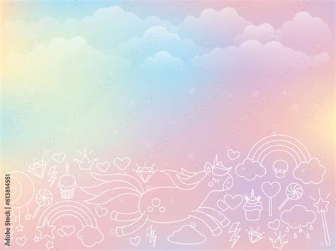 Vector rainbow background with ponies Stock Vector | Adobe Stock