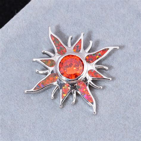 Sunstar Fire Opal Garnet Silver Necklace