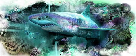 Megalodon Painting by Mushroom Dreams Visionary Art - Pixels