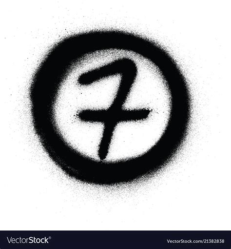 Graffiti number seven 7 in circle sprayed Vector Image