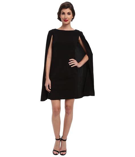 Lyst - Adrianna Papell Structured Cape Sheath Dress (black) Women's ...