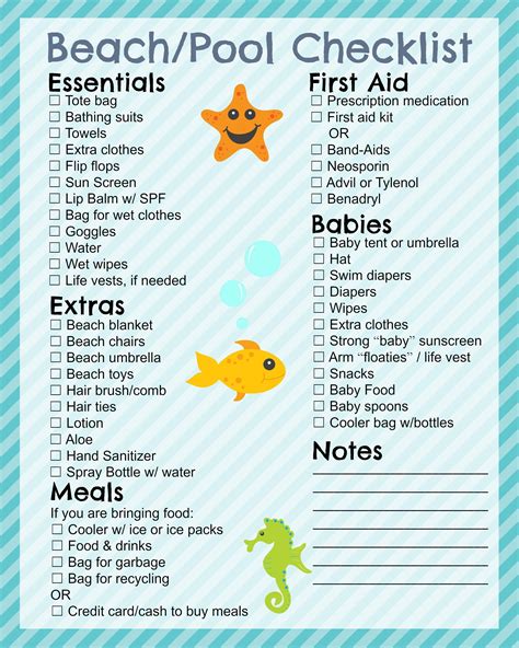 Printable Beach Checklist | Beach vacation packing, Beach checklist ...