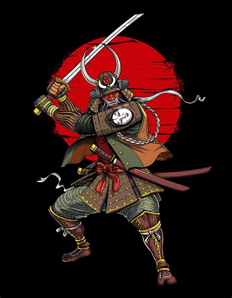 Samurai Oni Demon Digital Art by Nikolay Todorov - Pixels