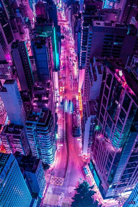 Aerial Explorations of International Cityscapes Washed in a Neon Glow ...