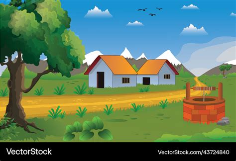 Village cartoon background Royalty Free Vector Image