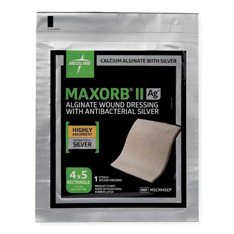 Medline Maxorb II Ag+ Alginate Wound Dressing with Antibacterial Silver ...