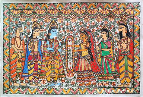 Ram Sita Vivah- Madhubani Painting(22"X15") - International Indian Folk ...