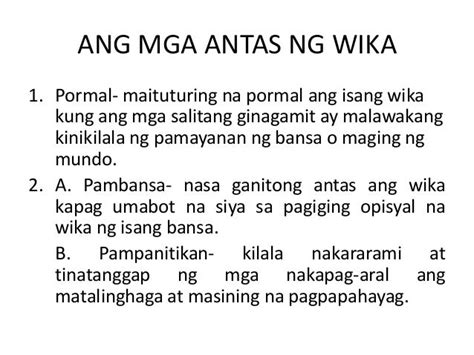 Teknikal Na Antas Ng Wika - MosOp