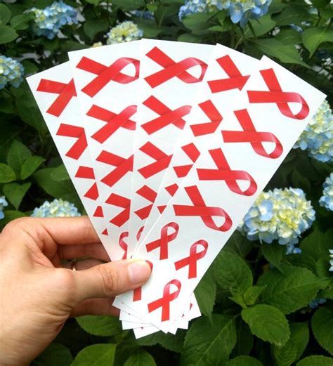 40 Red Ribbon Temporary Tattoos - HIV/AIDS Awareness