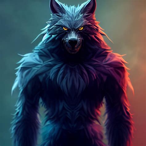 Premium Photo | Scary black werewolf illustration full body 3d rendering