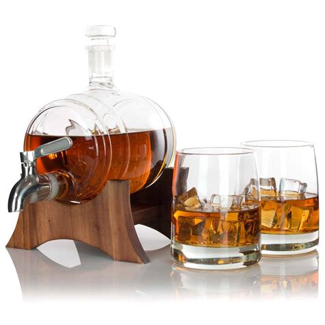 Whiskey Barrel Decanter Set & 2 Glasses | DecanterX