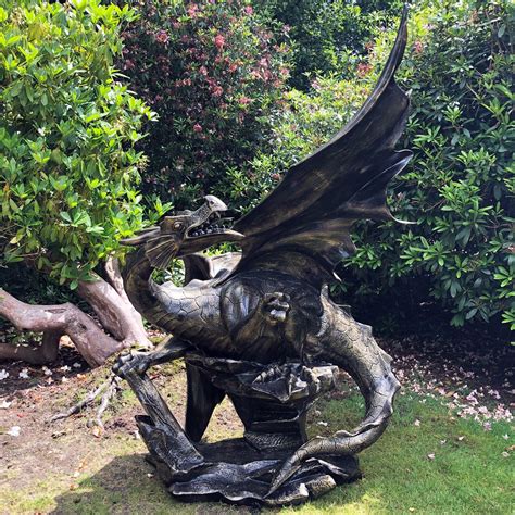 Mystical Dragon 232cm Bronze Metal Garden Statue