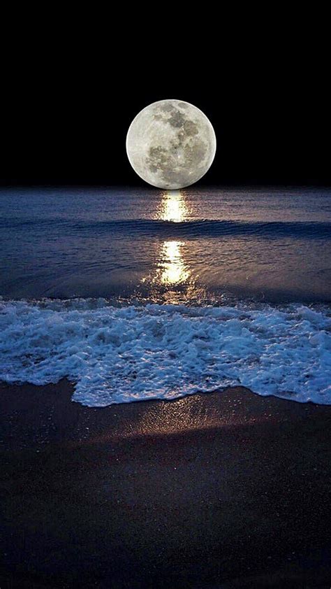 Shoreline and the moon | Paysage magnifique dessin, Belle photographie ...