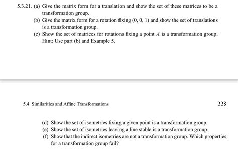 Solved 5.3.21. (a) Give the matrix form for a translation | Chegg.com