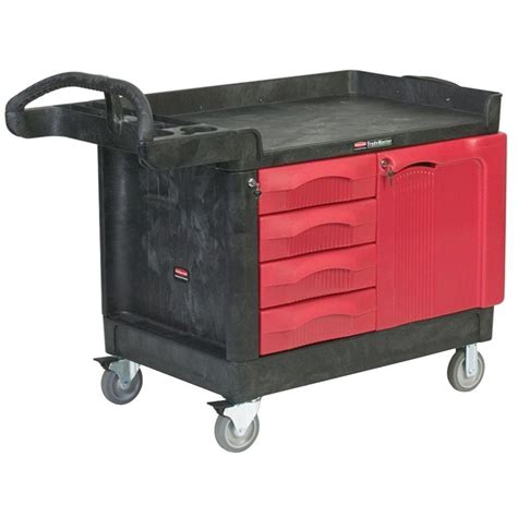 Rubbermaid Commercial Products 26.25 Small Utility Cart in Red/Black ...