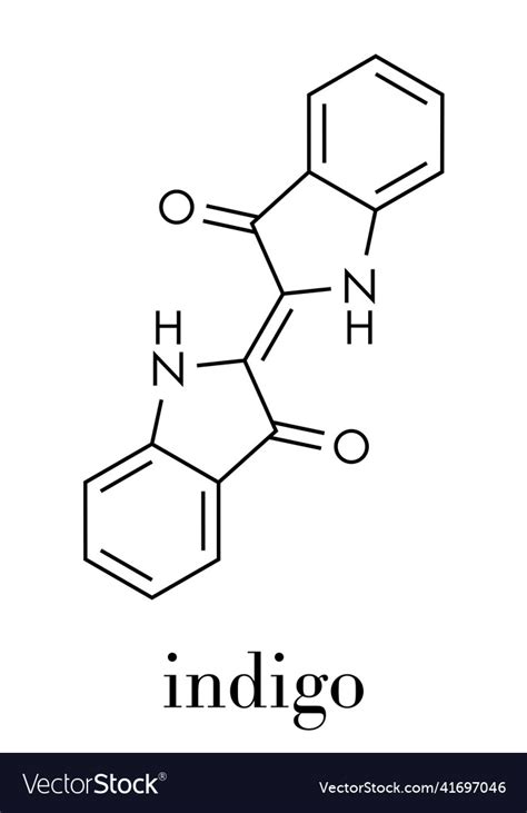 Indigotin indigo dye molecule used to color Vector Image