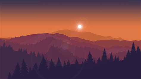 #Sunset #Mountains #Firewatch #Minimal #Silhouette #HD #4K #4K # ...