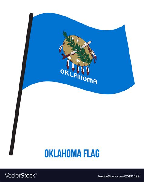 Oklahoma us state flag waving on white background Vector Image