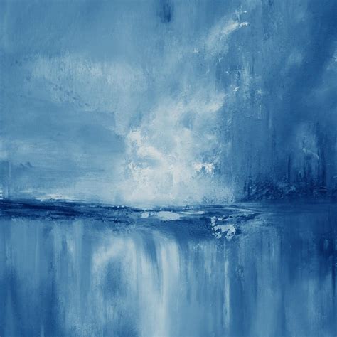 Large Wall Art Light Blue Sky Oil Painting,Large Original Sea Level ...