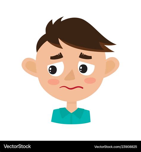 Boy upset face expression cartoon Royalty Free Vector Image