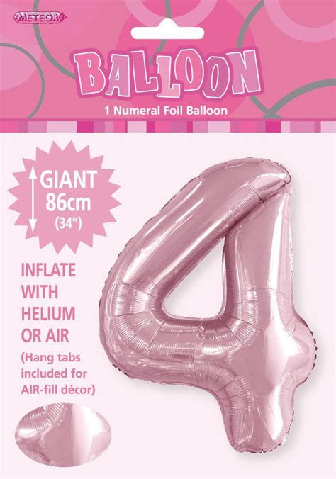 34" Lovely Pink Number 4 Foil Balloon 86cm