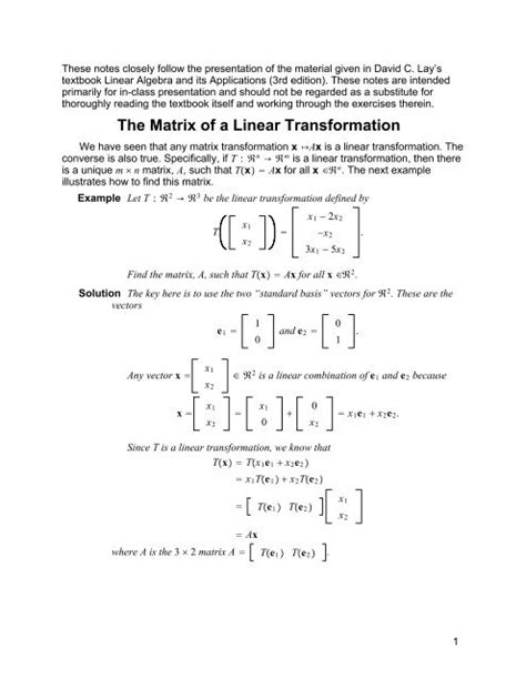 The Matrix of a Linear Transformation