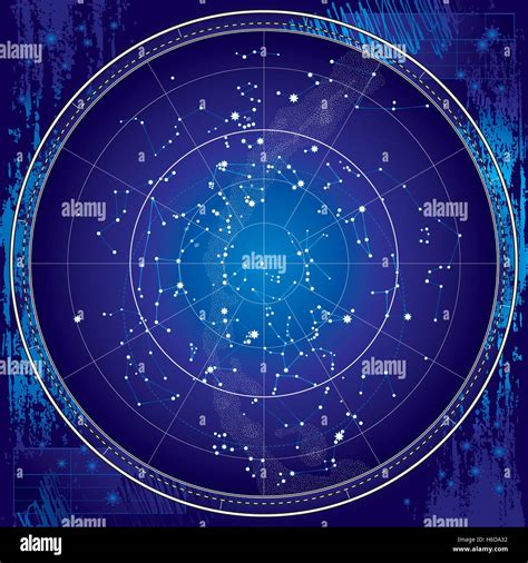 Celestial Map of The Night Sky. Astronomical Chart of Northern ...