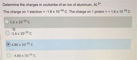 Solved Determine the charges in coulombs of an ion of | Chegg.com