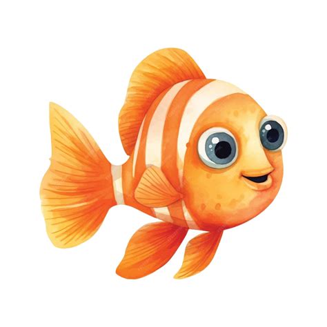 Premium Vector | Childishly cute watercolor nemo fish illustration ...