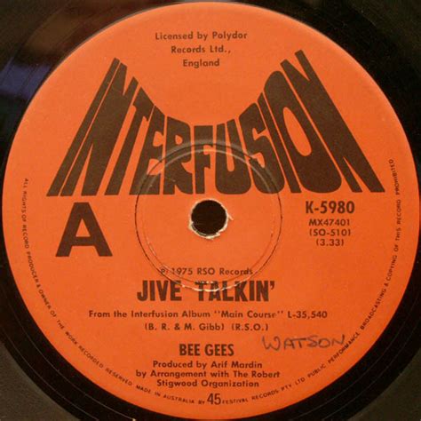 Bee Gees – Jive Talkin' (1975, Vinyl) - Discogs