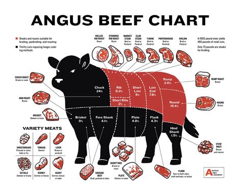 Beginner's Guide to Beef Cuts, Angus Beef Butcher Chart Laminated Wall ...