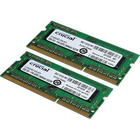 Crucial 4GB (2x2GB) SODIMM Laptop Memory CT2KIT25664BC1339 B&H