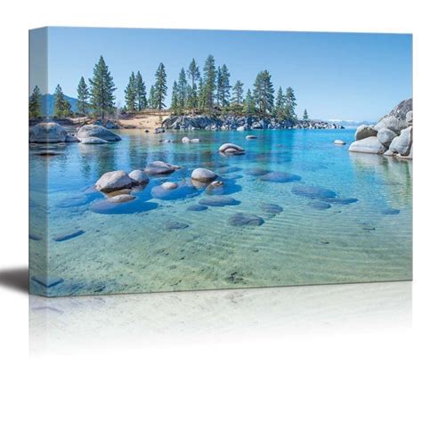 Canvas Prints Blue Clear Water on the Shore of the Lake Tahoe | Etsy ...