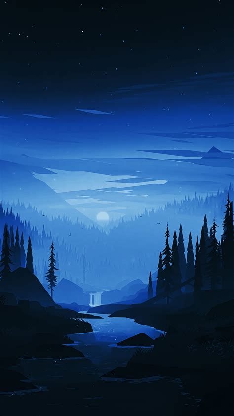 Download wallpaper 2160x3840 dark night, river, forest, minimal, art ...