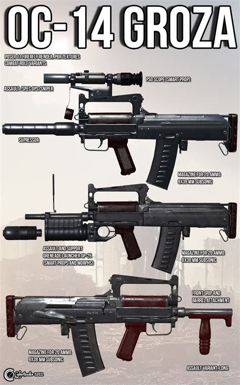 Groza Modular Assault Rifle 3D Models Cybertenko