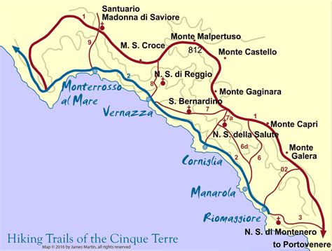 Cinque Terre Trail Map - Walking the Trails | Wandering Italy