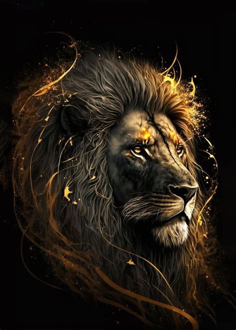 Black & Gold Lion - Adapt Art - Digital Art & AI, Animals, Birds ...