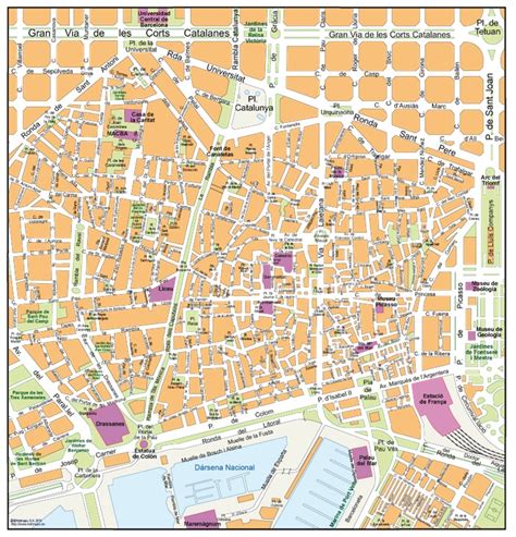 Barcelona Old Town map. Eps Illustrator Map | Vector World Maps