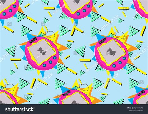 90'S tamagotchi seamless pattern - Royalty Free Stock Vector 1087369343 ...