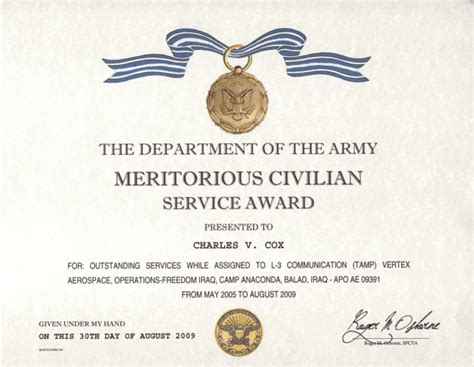 Army Meritorious Civilian Service Award